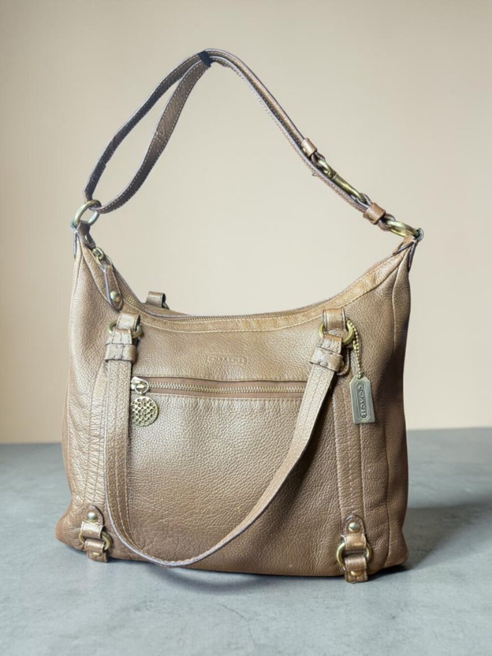 Coach Alexandra Convertible Tote – Metallic Bronze Pebble Leather (2011)
